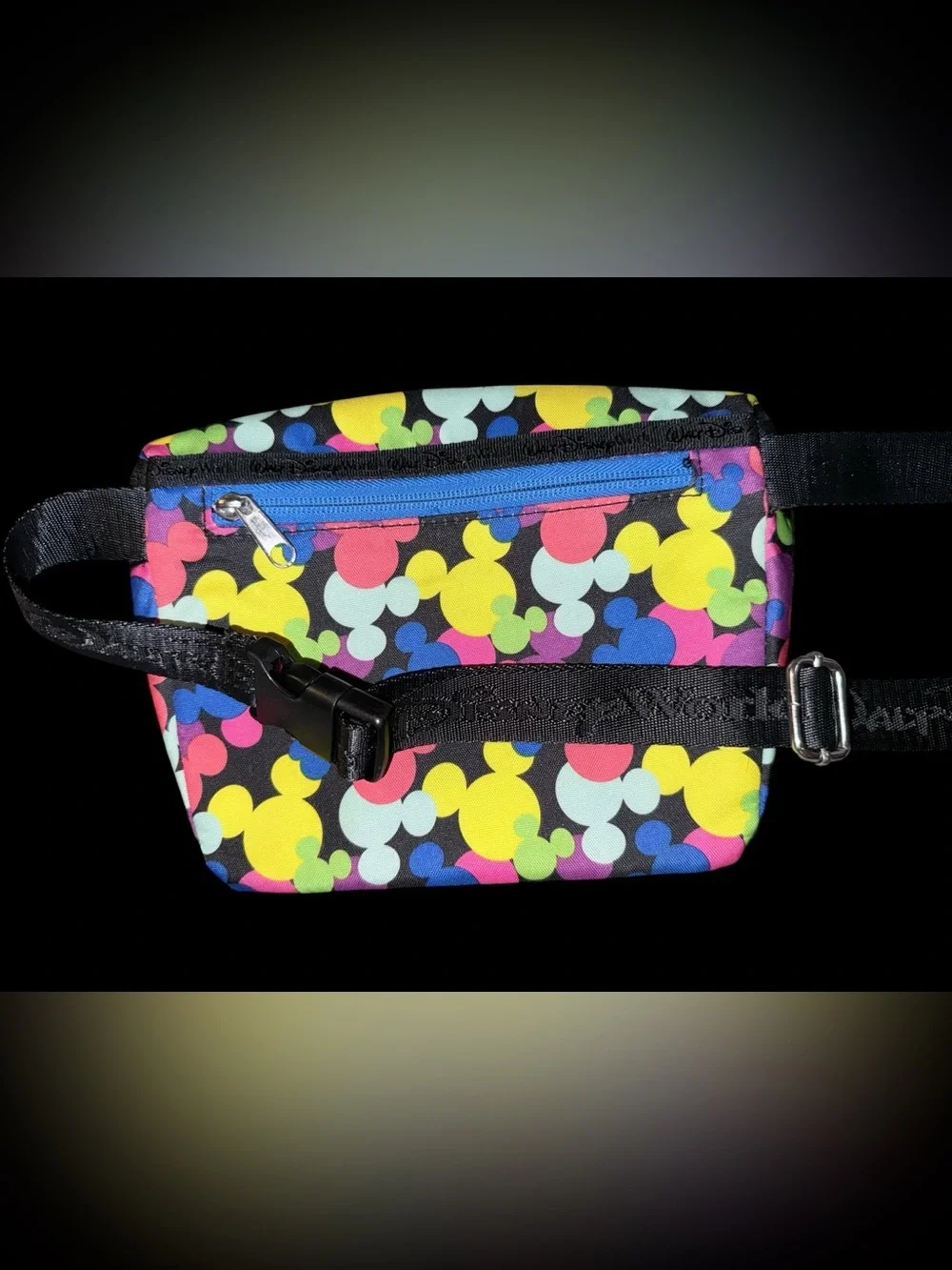 Disney Mickey Mouse Multicolor Print Belt Bag Fanny Pack Zip Adjustable Strap